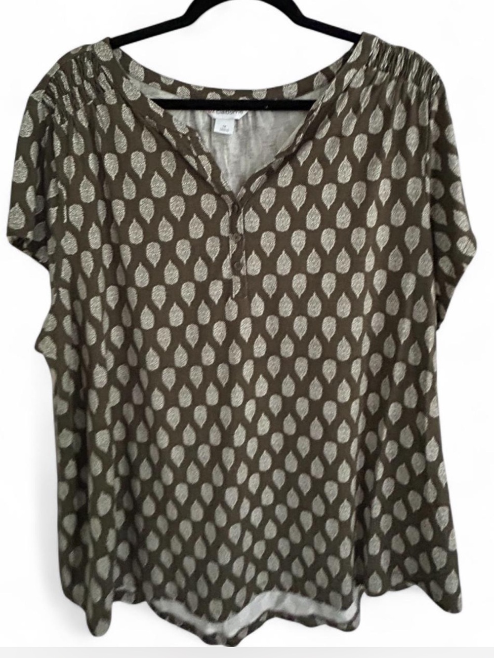 Liz Claiborne Olive Green Paisley Print Blouse Size 1X